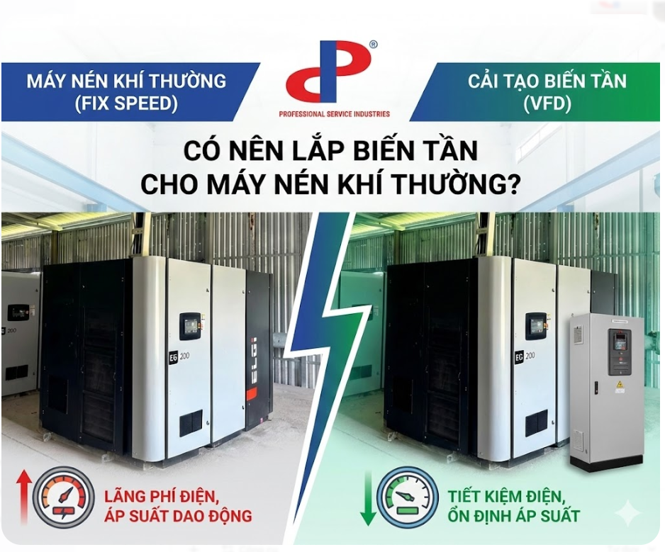 Có Nên Lắp Biến Tần Cho Máy Nén Khí Thường